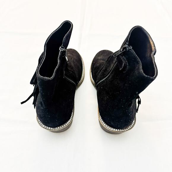 Stuart Weitzman Black Ela Fringe Ankle Boot Western Size 5 - Picture 2 of 6